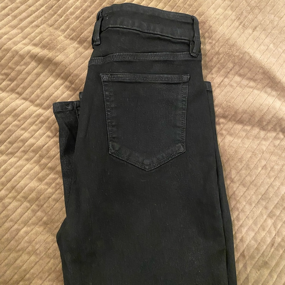 Good American Black Cropped Flare Jeans